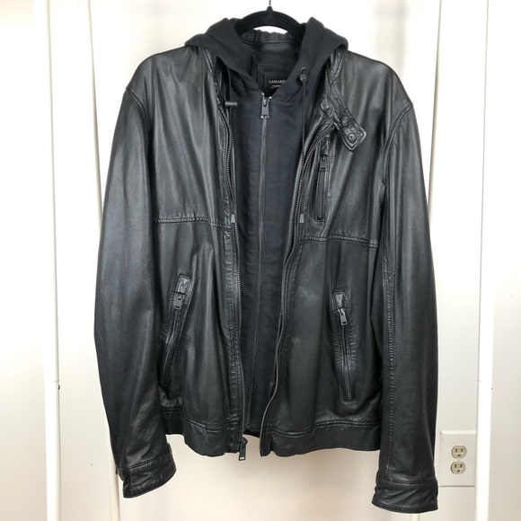 - LAMARQUE 100% Lambskin Leather Slayer Moto Jacket With Removable Hoodie … - Picture 1 of 17